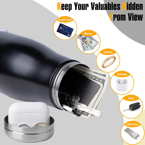BarGifts large-capacity bottle demonstrates ample space for keys, cash, or jewelry.
