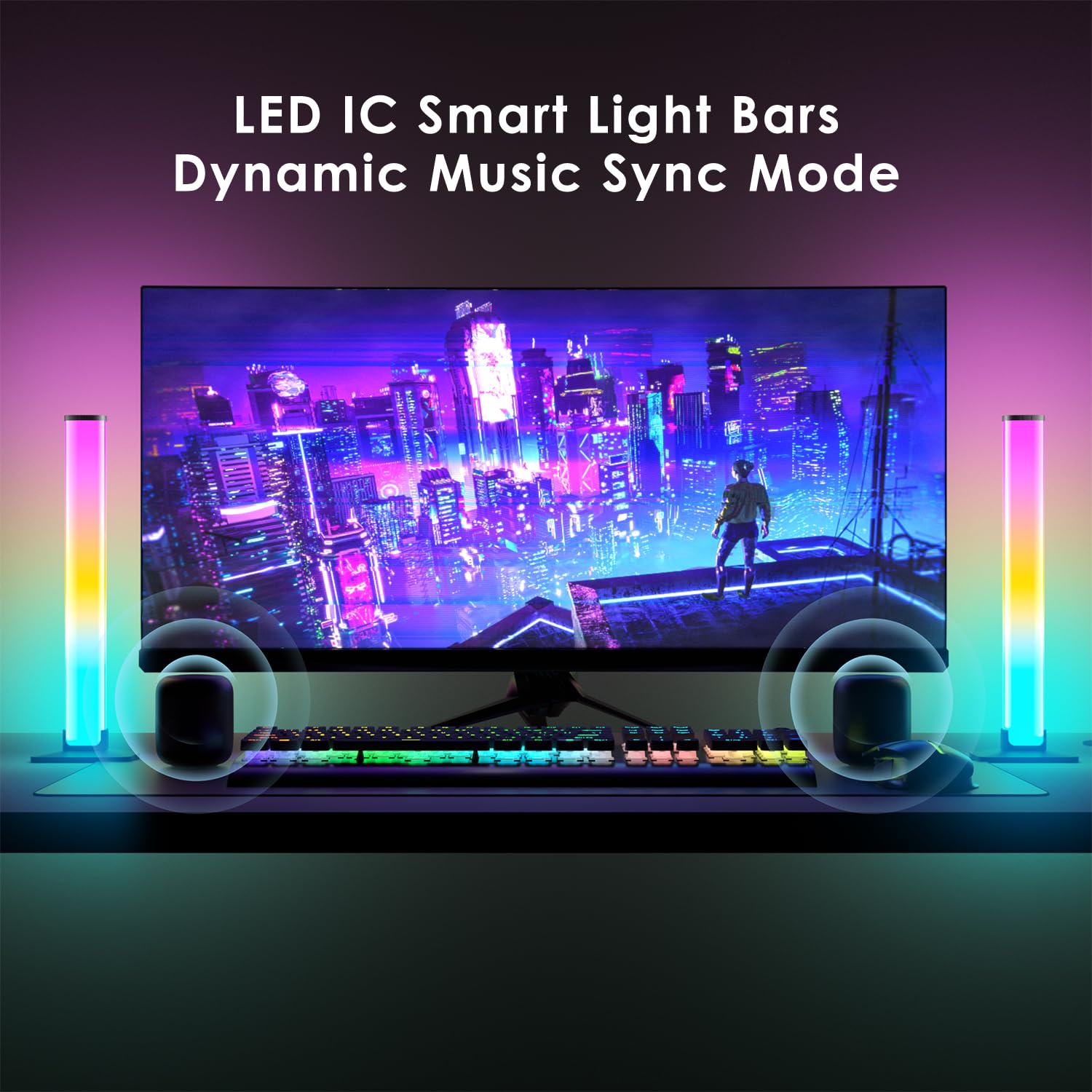 Barhootao RGB Light Bar with music sync for synchronized room visuals