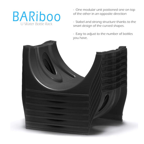 Bariboo four openings per unit bottle shelving shows stable bottle storage.