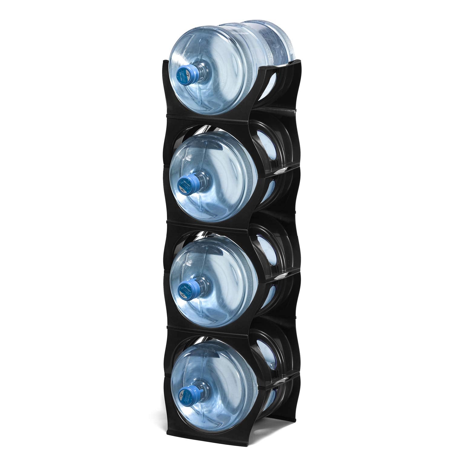 Bariboo stackable water bottle rack top view for compact organized storage.
