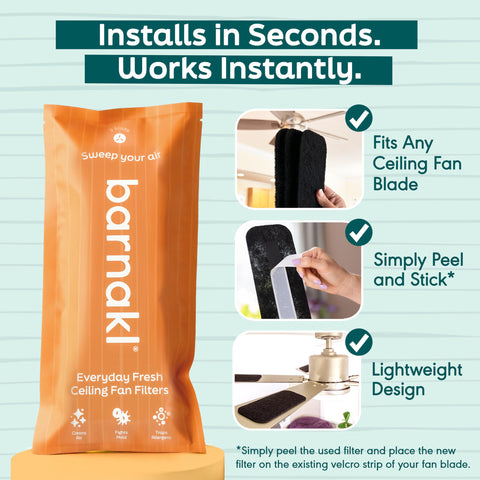 Self-adhesive Barnakl purifier pad on blade demonstrates easy installation