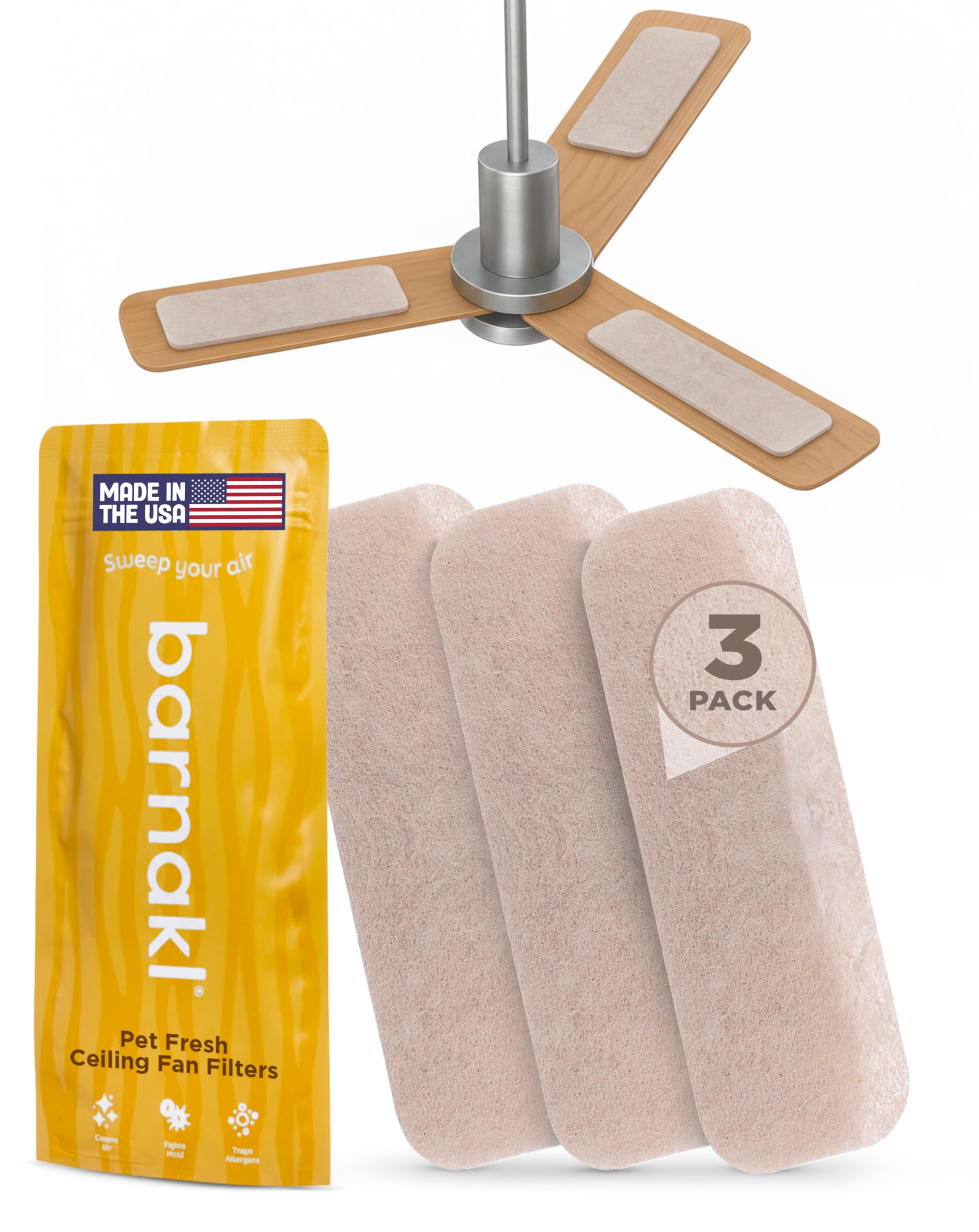Barnakl Pet Fresh ceiling fan filter with velcro install for easy setup and fresher air