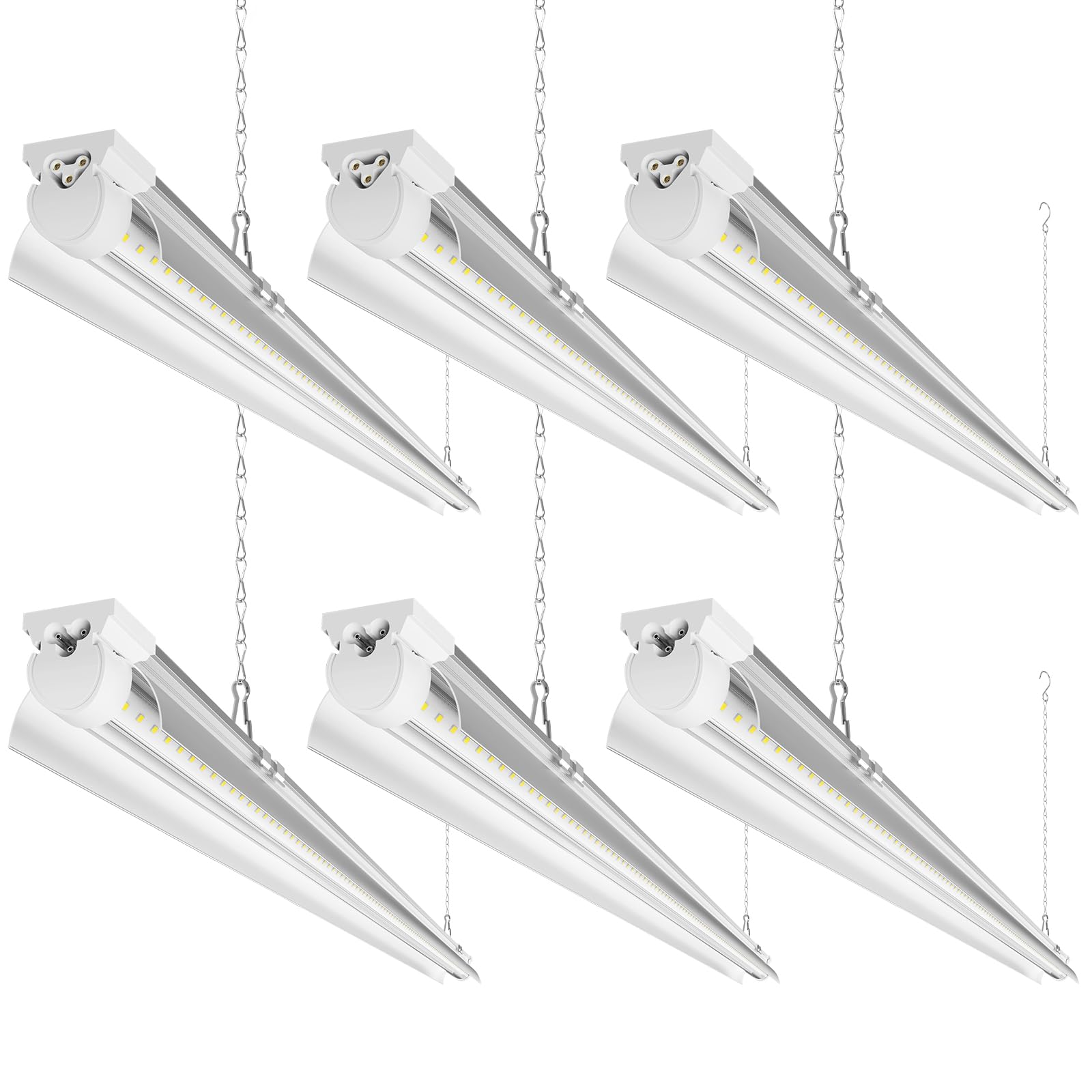 Barrina 4ft LED shop light six-pack provides bright, energy-efficient garage illumination.