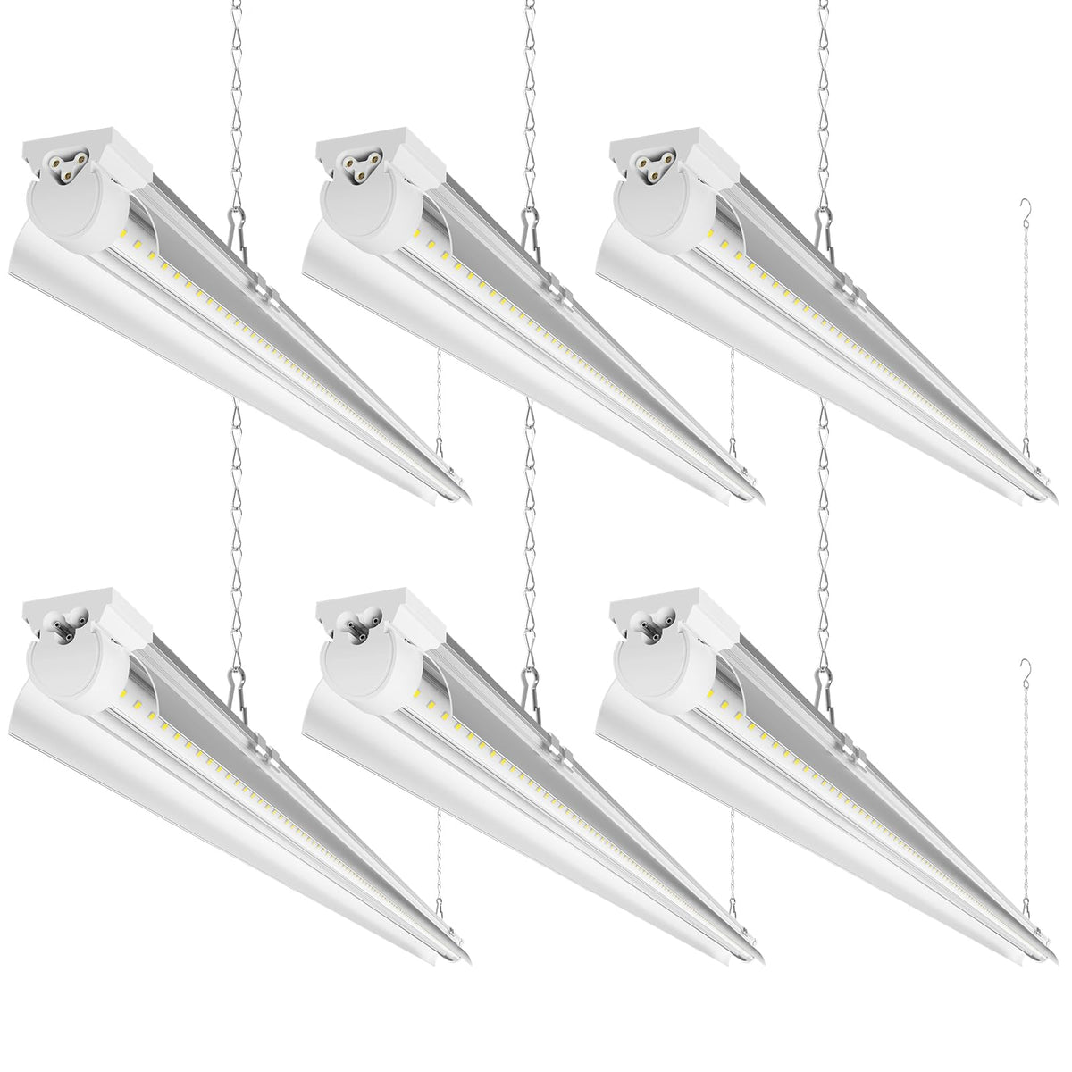 Barrina 4ft LED shop light six-pack provides bright, energy-efficient garage illumination.