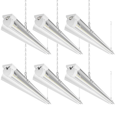 Barrina 4ft LED shop light six-pack provides bright, energy-efficient garage illumination.