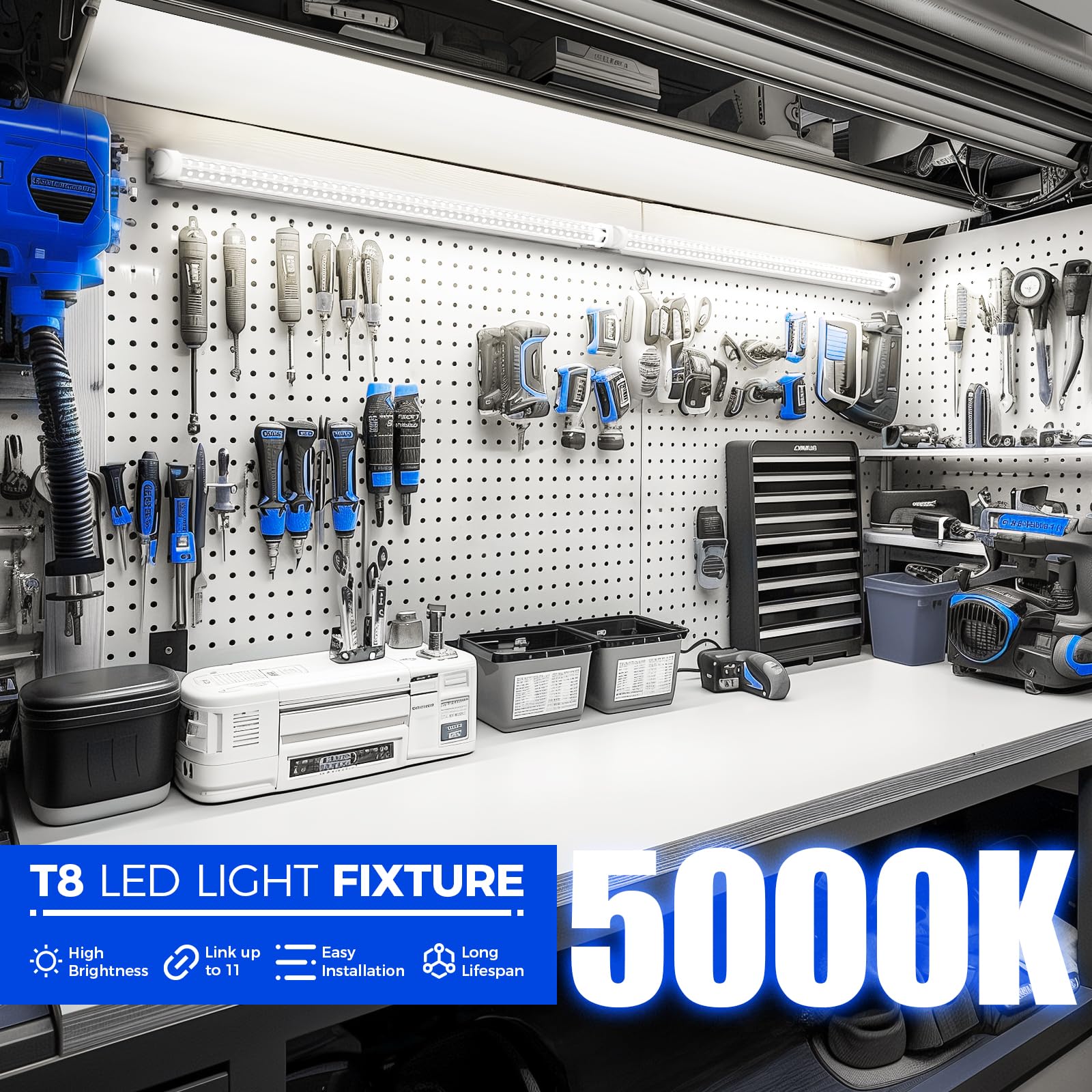 Barrina 5000K 2FT LED shop light dual-row LEDs delivering consistent brightness