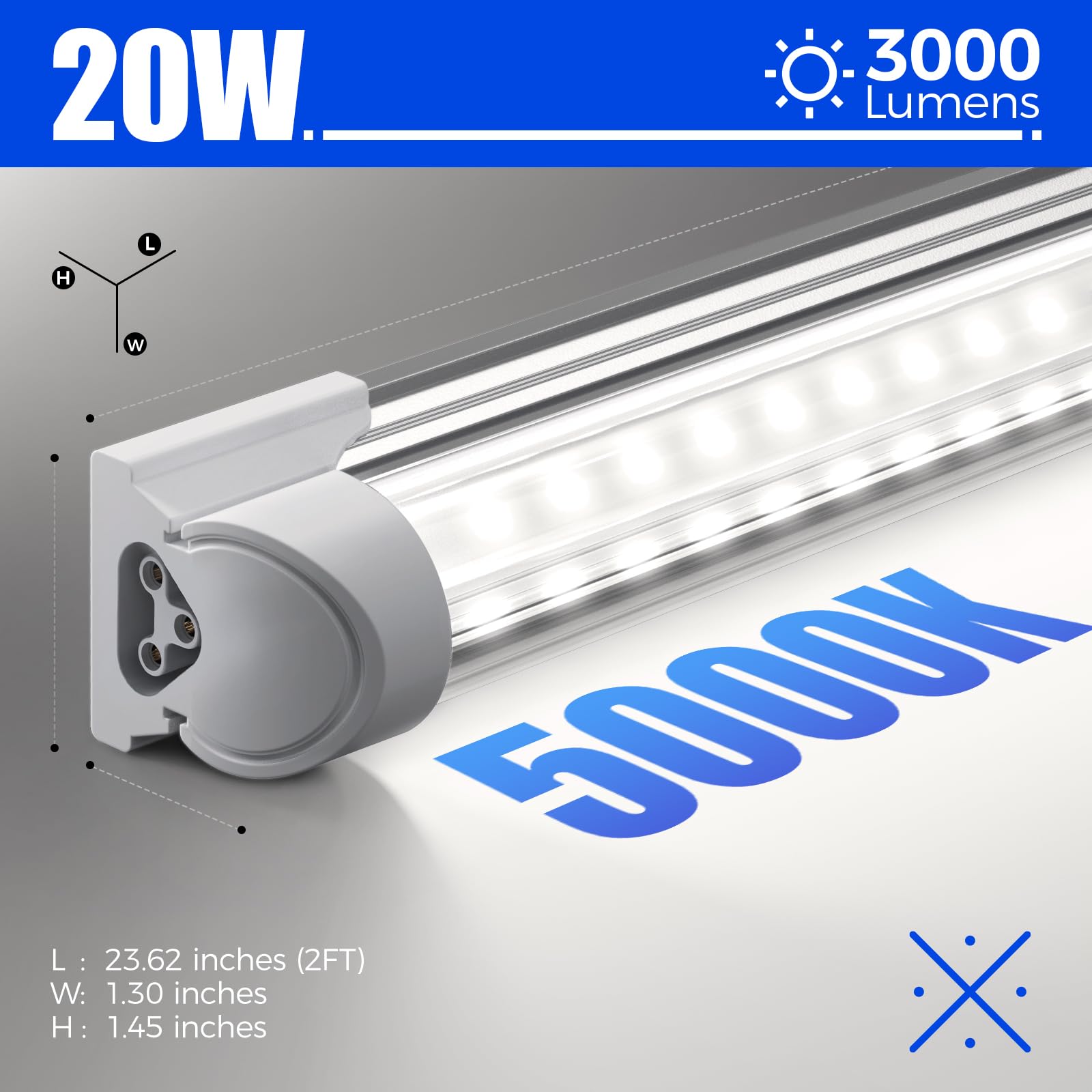 Barrina 5000K 2FT LED shop light four pack ready for install
