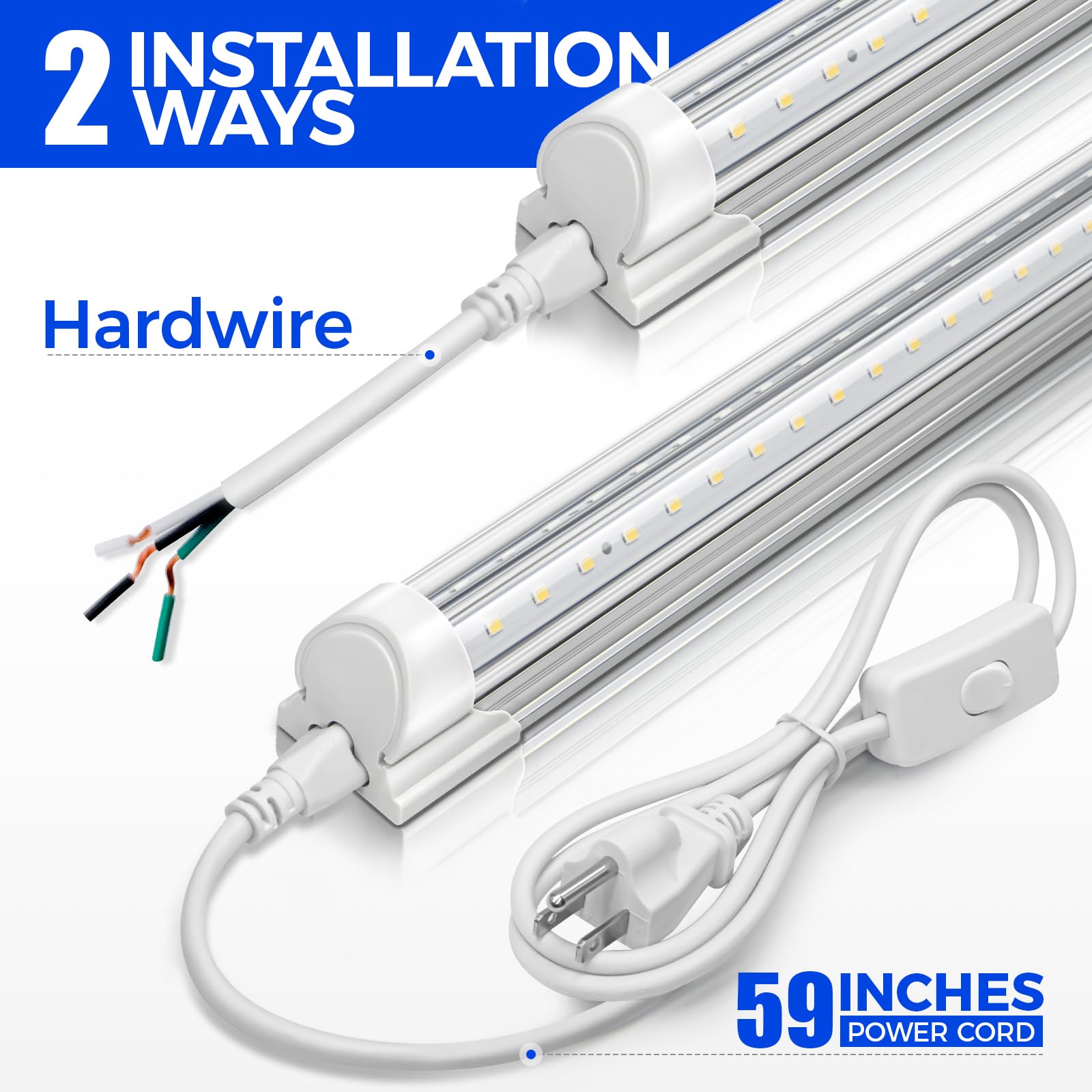 Barrina 5000K 2FT LED shop light with 48 inch linking cable for easy series connection