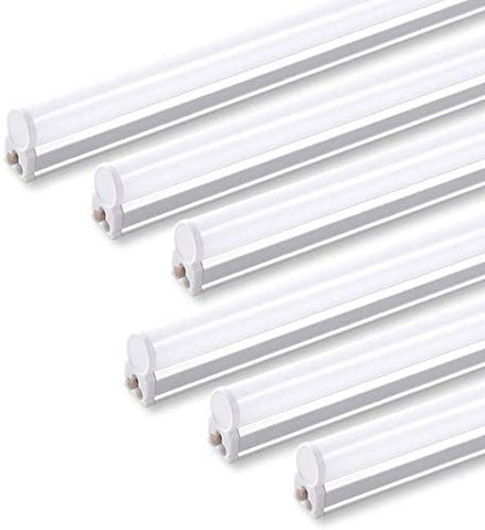 Barrina 6 pack T5 fixture showing 4ft length and warm white glow for garages