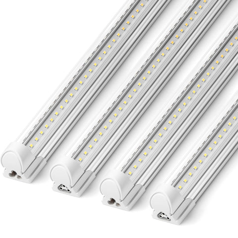 Barrina 8ft LED shop light with V-shape design for broad coverage in garages and workshops
