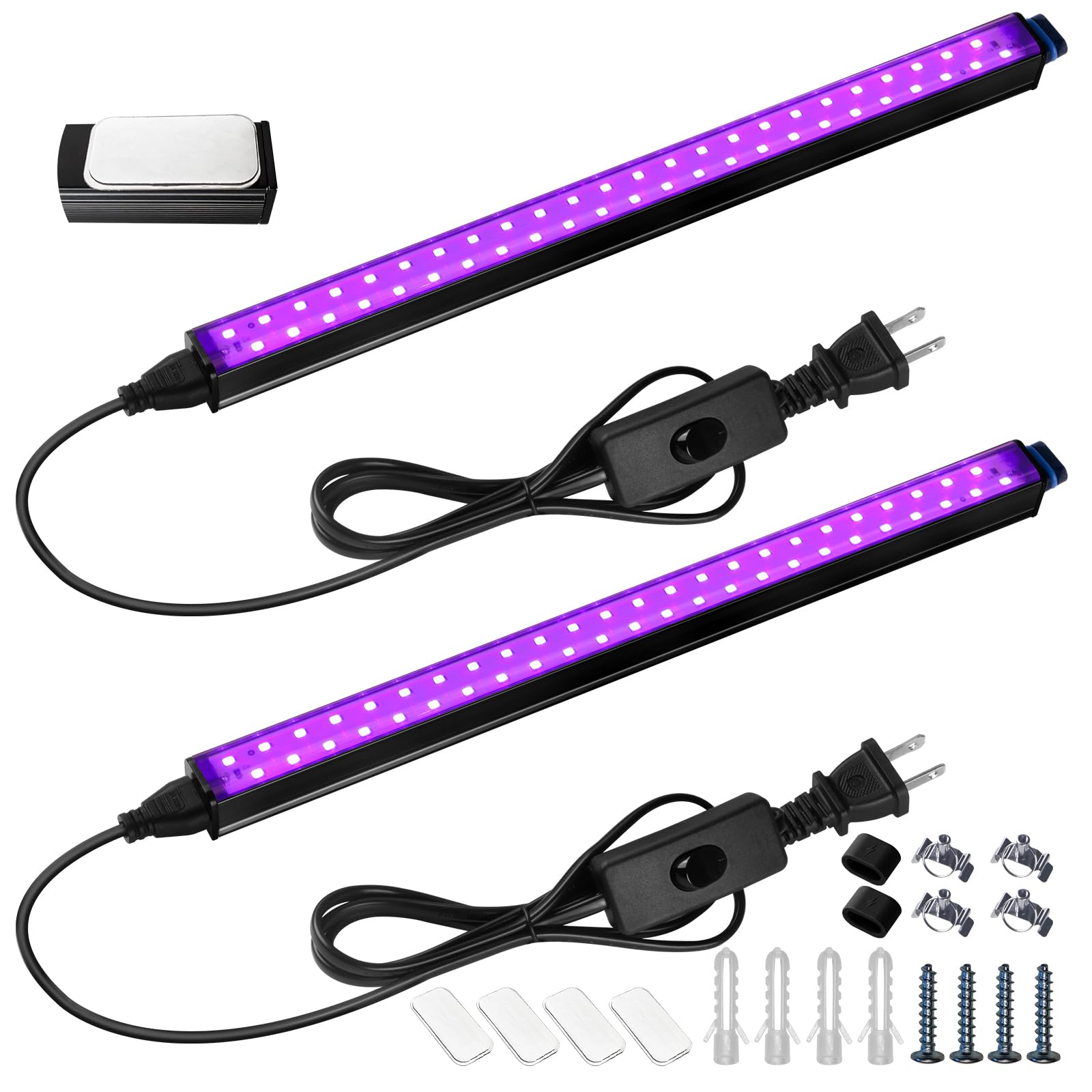 Barrina black light bar with 1ft magnets for easy wall mounting.