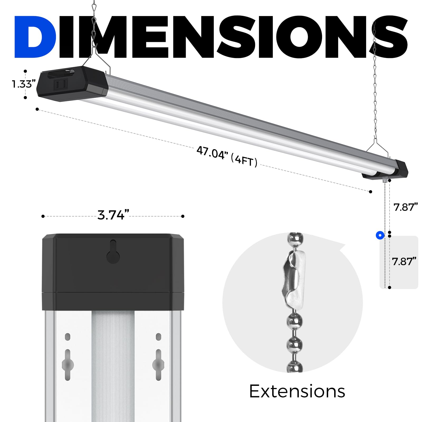 Barrina BS42a LED shop light mounted on ceiling for a sleek installation.