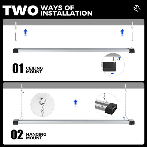 Barrina BS42a LED shop light hanging-chain setup for flexible placement.