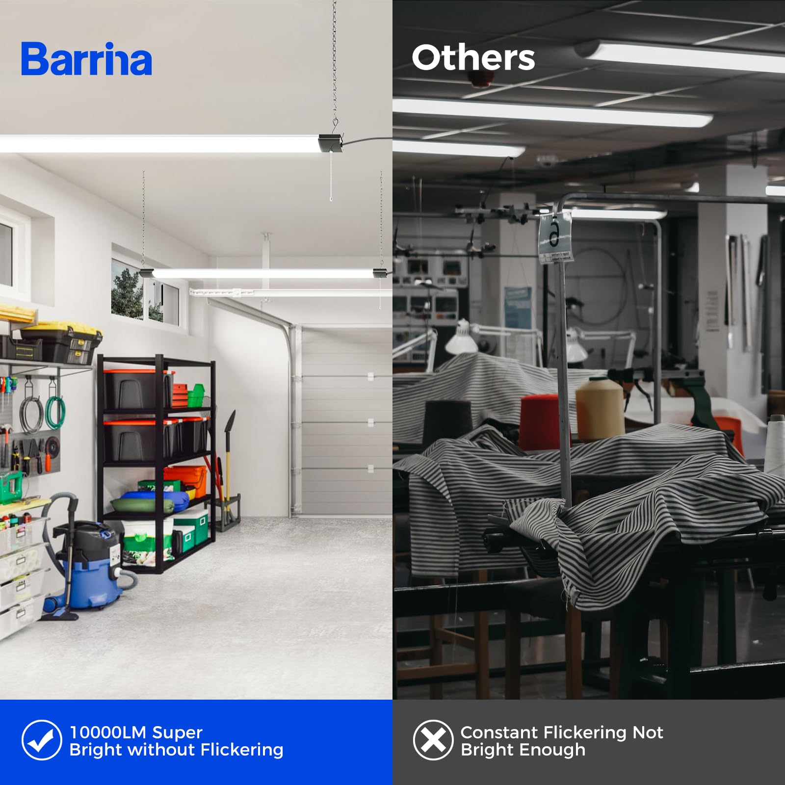 Barrina BS84 LED shop light linkable design enables scalable garage lighting up to three units