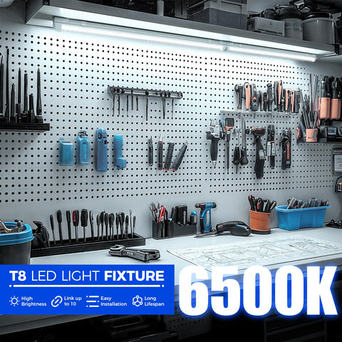 Barrina 2FT Shop Light linked in a series setup for scalable layouts