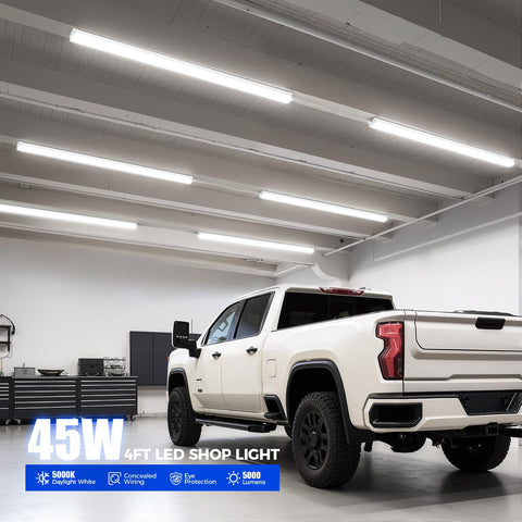 Barrina 4ft LED shop light showing 5000K daylight for bright workspaces.