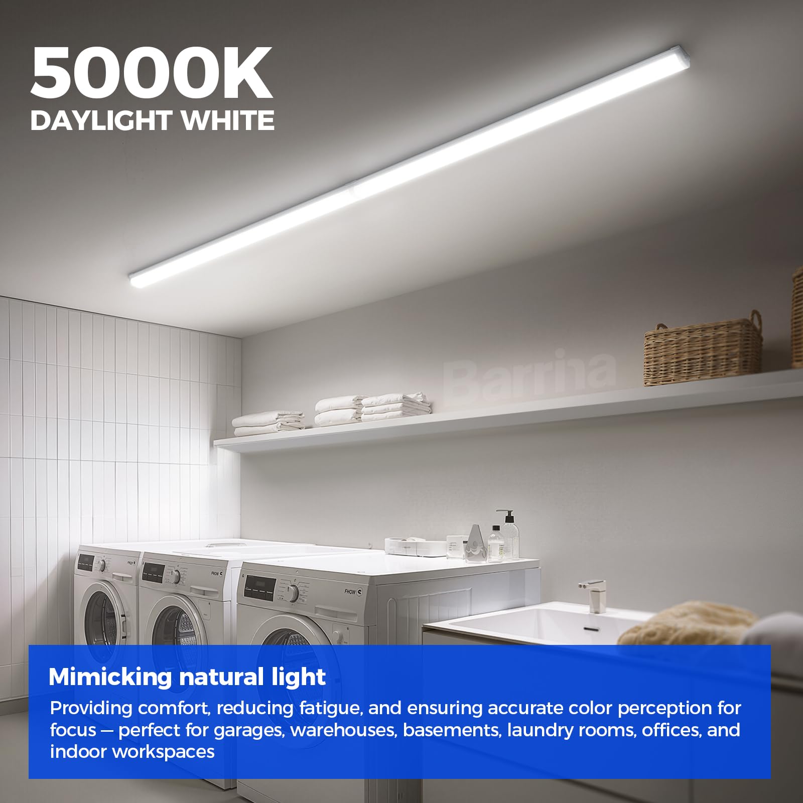 Barrina 4ft LED fixture with on/off switch for easy zone control.