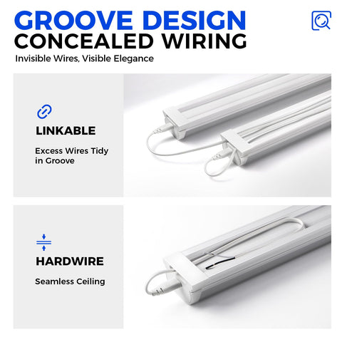 Barrina 4ft linkable fixtures for flexible, multi-light layouts in workshops.