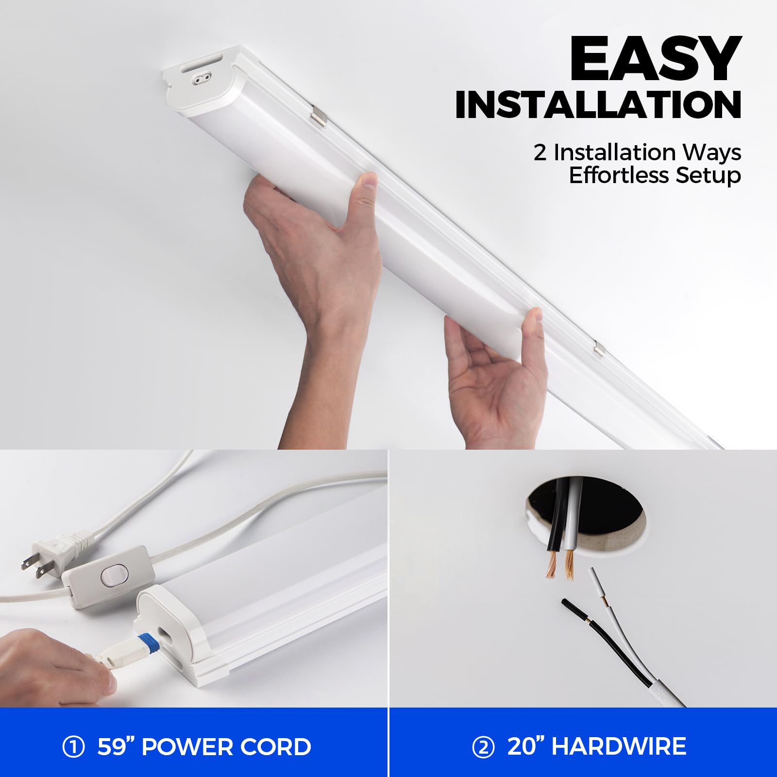 Barrina LED shop lights ideal for garages and kitchens replacing fluorescent fixtures.