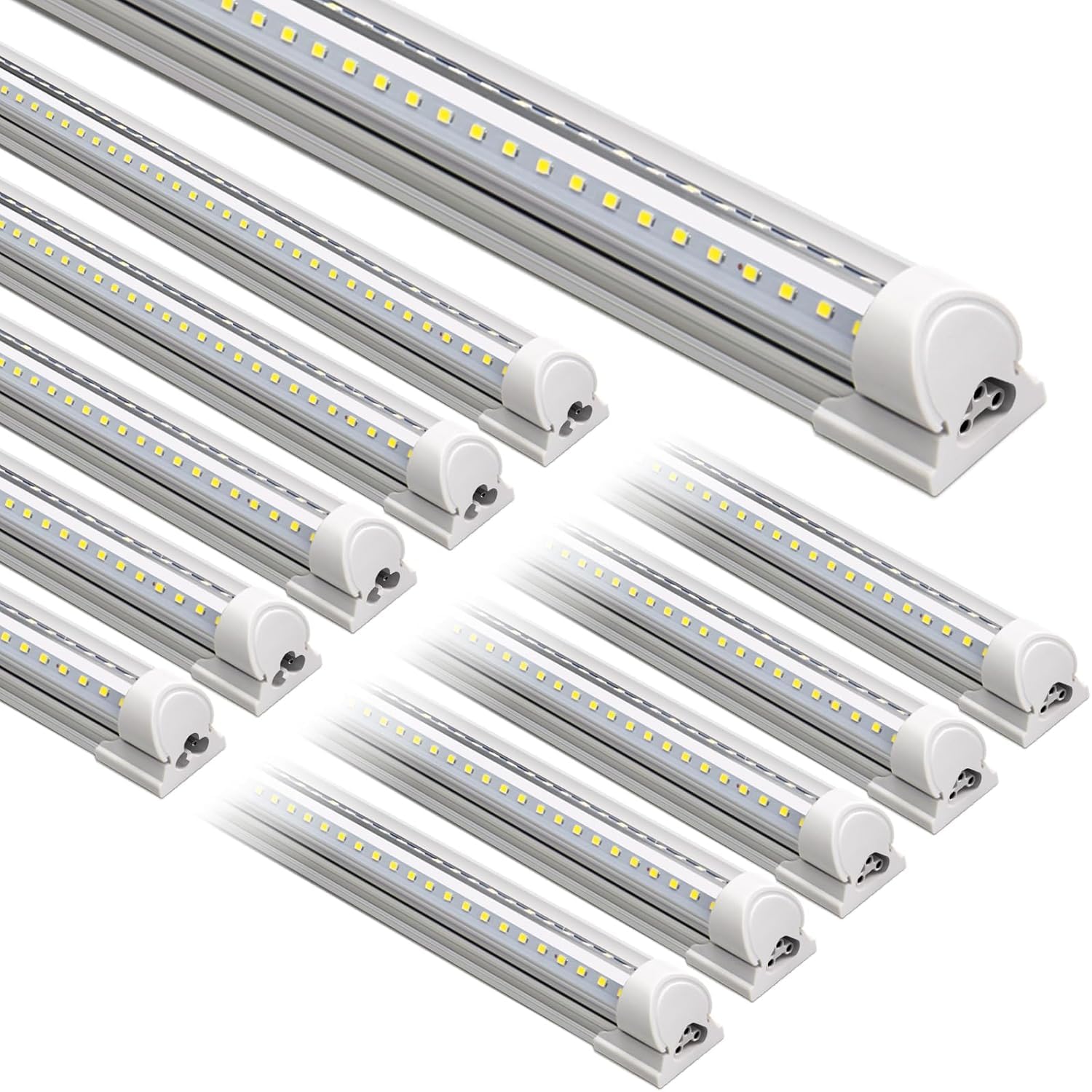 Barrina LED shop lights 8ft row delivering broad visibility for dark corners.