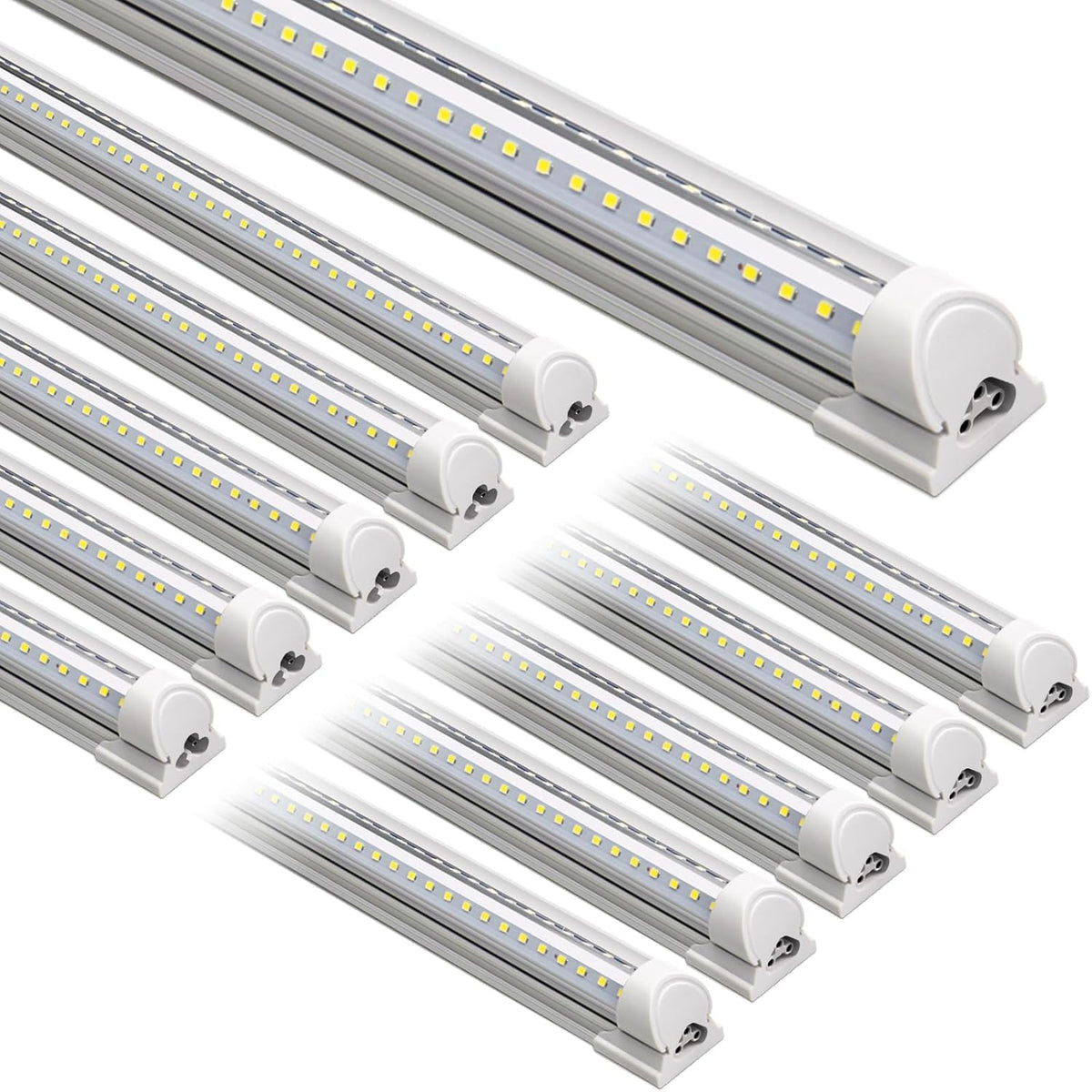 Barrina LED shop lights 8ft row delivering broad visibility for dark corners.