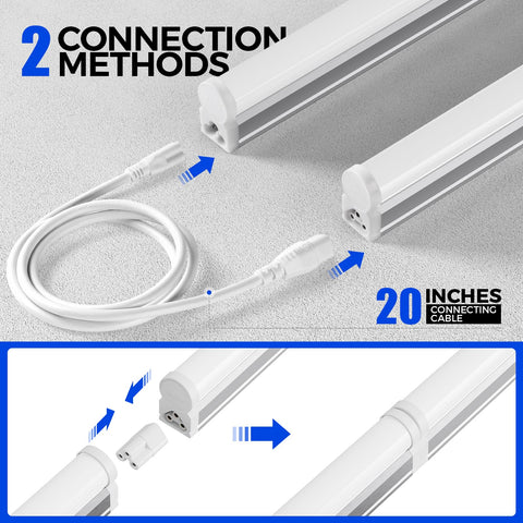 Barrina T5 LED Shop Light 4ft frosted diffuser reduces glare and protects eyes.
