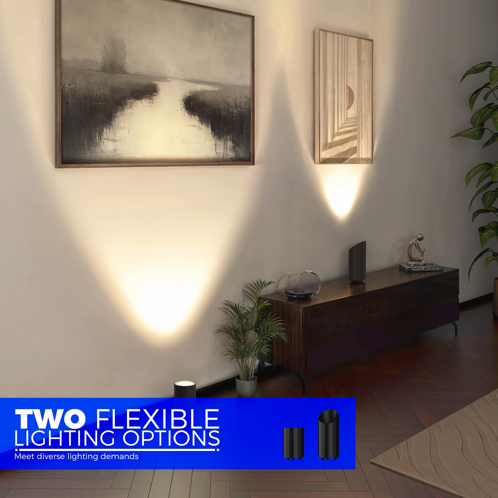 Barrina uplighting detachable-head design for flexible lighting angles.