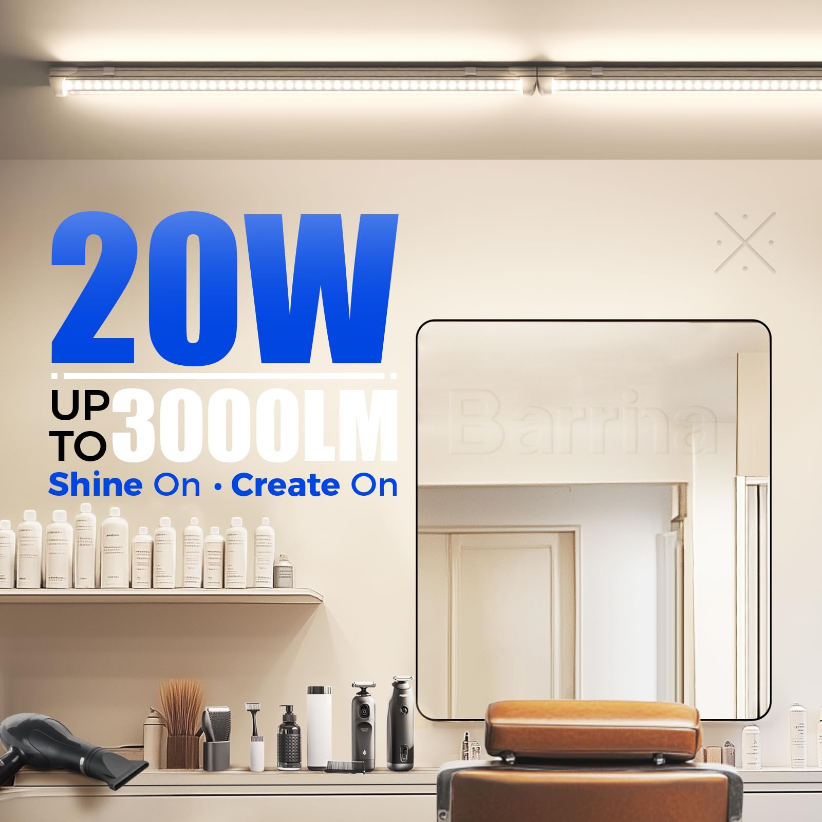 Barrina V-shape LED light delivers even brightness in tight workshop corners.