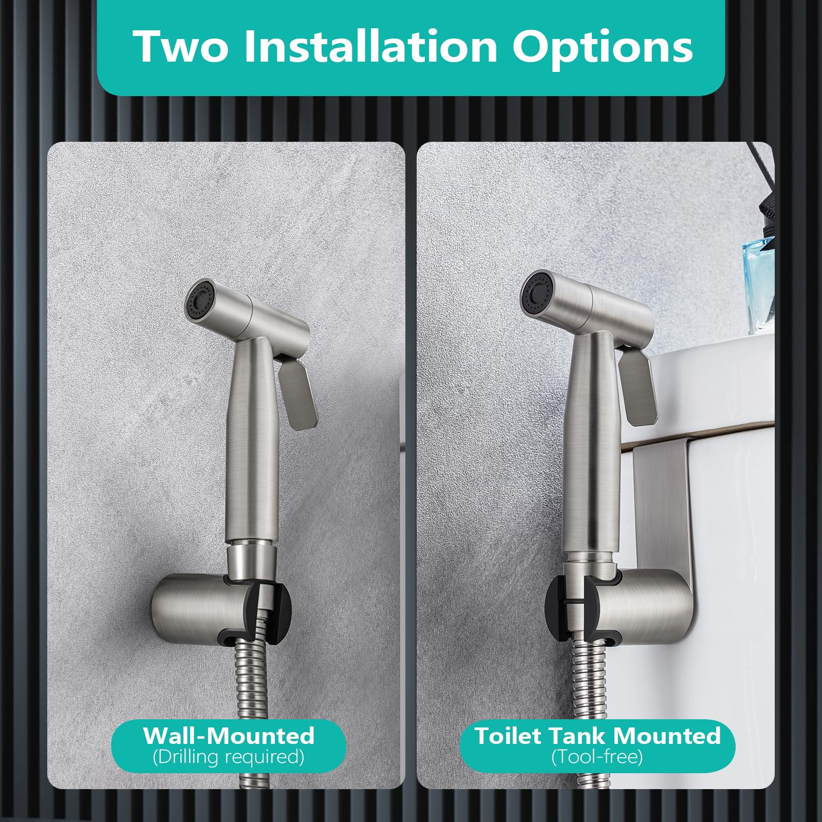 BARROCK bidet holder brushed nickel keeps sprayer within easy reach for quick use.