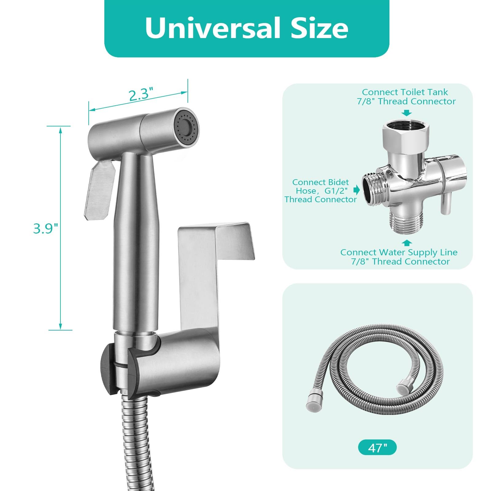 BARROCK bidet sprayer brushed nickel – feminine wash feature provides daily freshness.