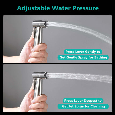 BARROCK bidet sprayer brushed nickel – stainless steel hose ensures smooth operation with less kinking.
