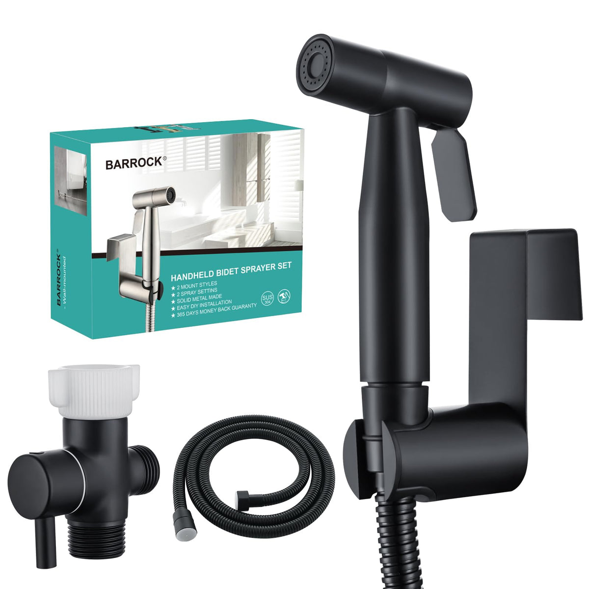 BARROCK bidet sprayer head in matte black for precise cleansing.