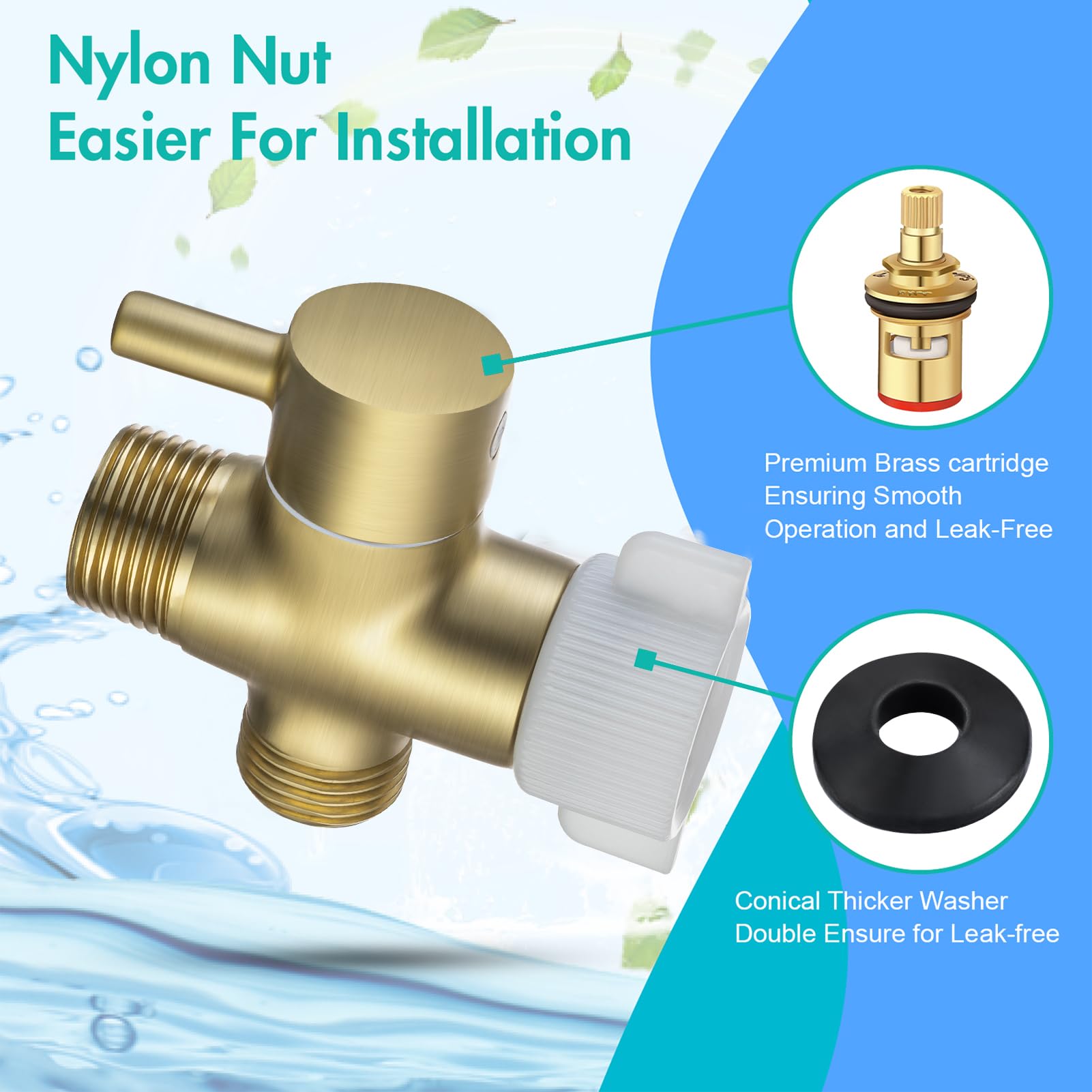 BARROCK solid brass T-valve provides reliable shutoff and control