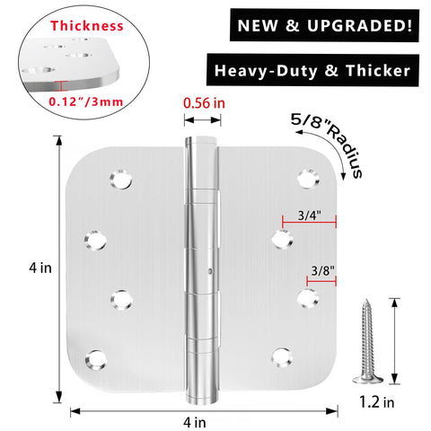Bartuda rounded-corners 5-8inch hinge prevents frame snag