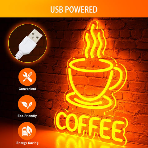 Basaneon acrylic coffee cup neon sign features safe, durable LED illumination