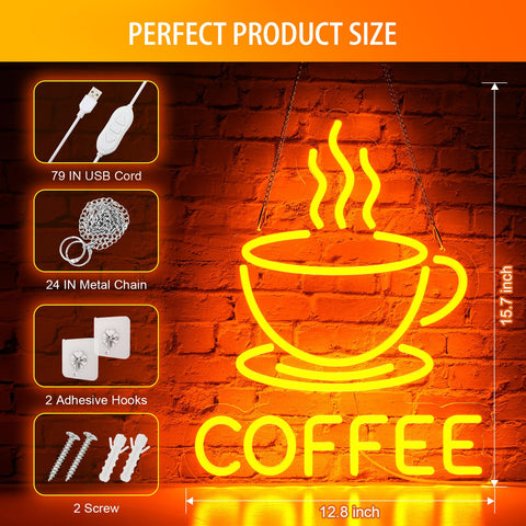 Basaneon two-hook mounting kit for easy hanging of coffee neon sign