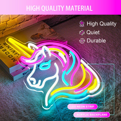 Basaneon unicorn wall sign easy install with hooks or screws