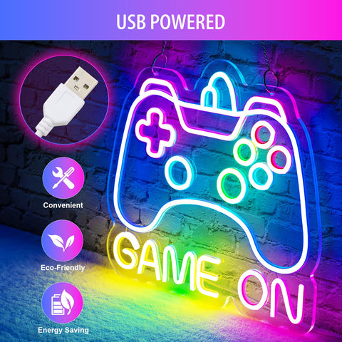 Basaneon gamepad neon sign compact 14x13 inch footprint for small rooms.