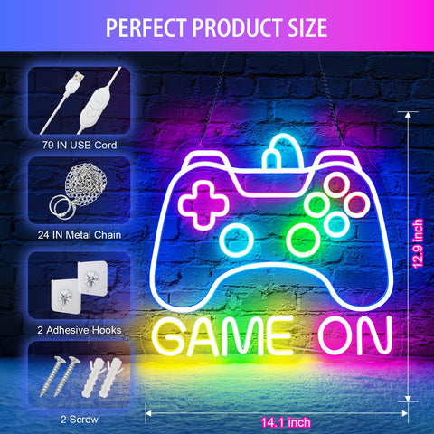 Basaneon gamepad neon sign easy installation with hooks and USB cable.