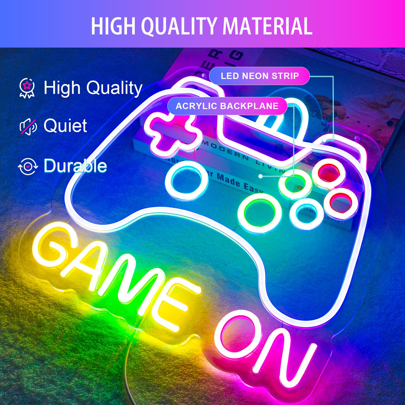 Basaneon gamepad neon sign energy-saving LED lighting for long use.