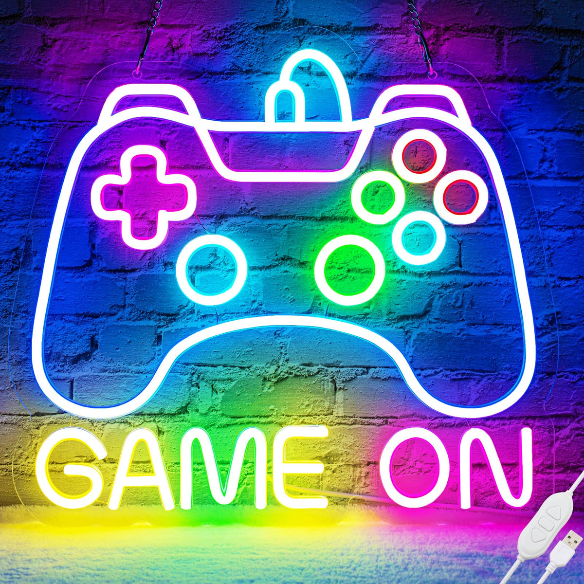 Basaneon gamepad neon sign USB powered for easy setup in any gaming room.