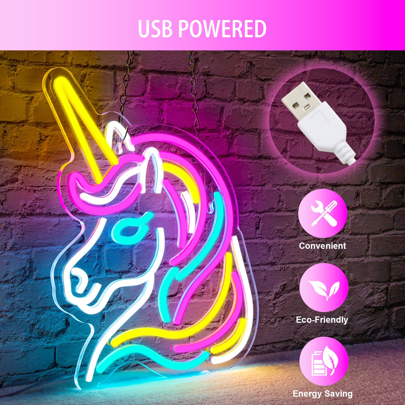 Basaneon high-quality acrylic unicorn sign offers durable decor