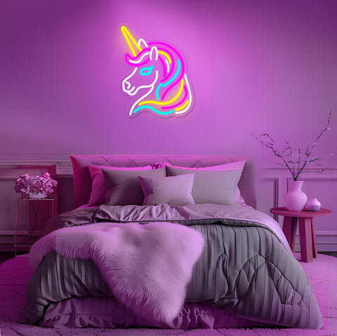 Basaneon unicorn neon light enhances living room or cafe decor