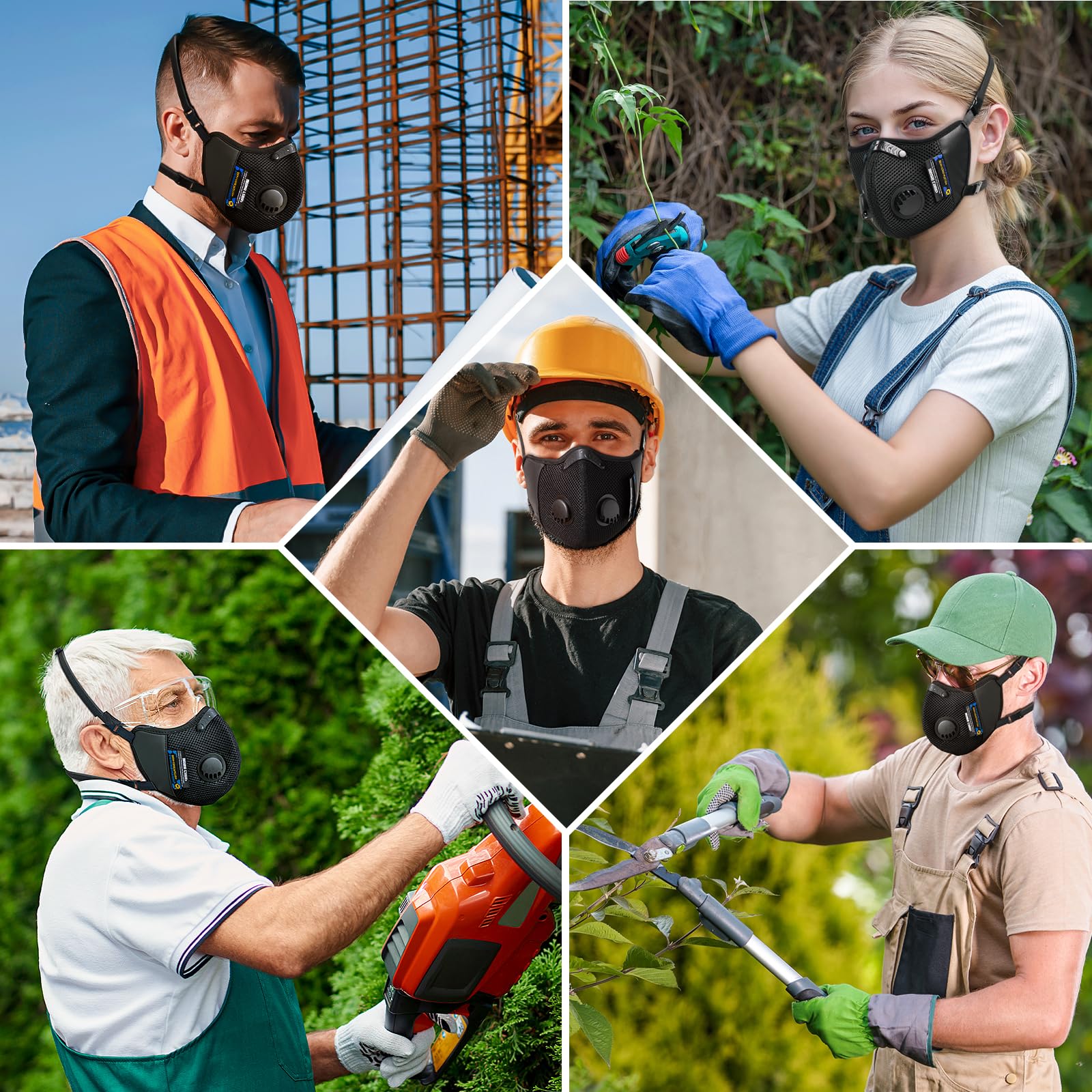 BASE CAMP M Cross Dust Mask includes activated carbon filters for versatile odor and smoke control