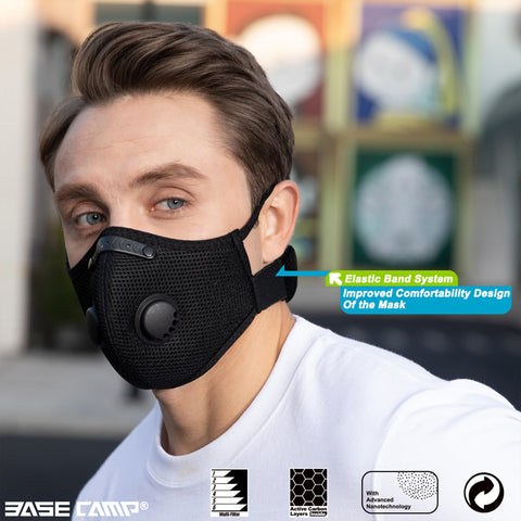 BASE CAMP M Plus dust mask filter cartridge highlighting odor control during woodworking