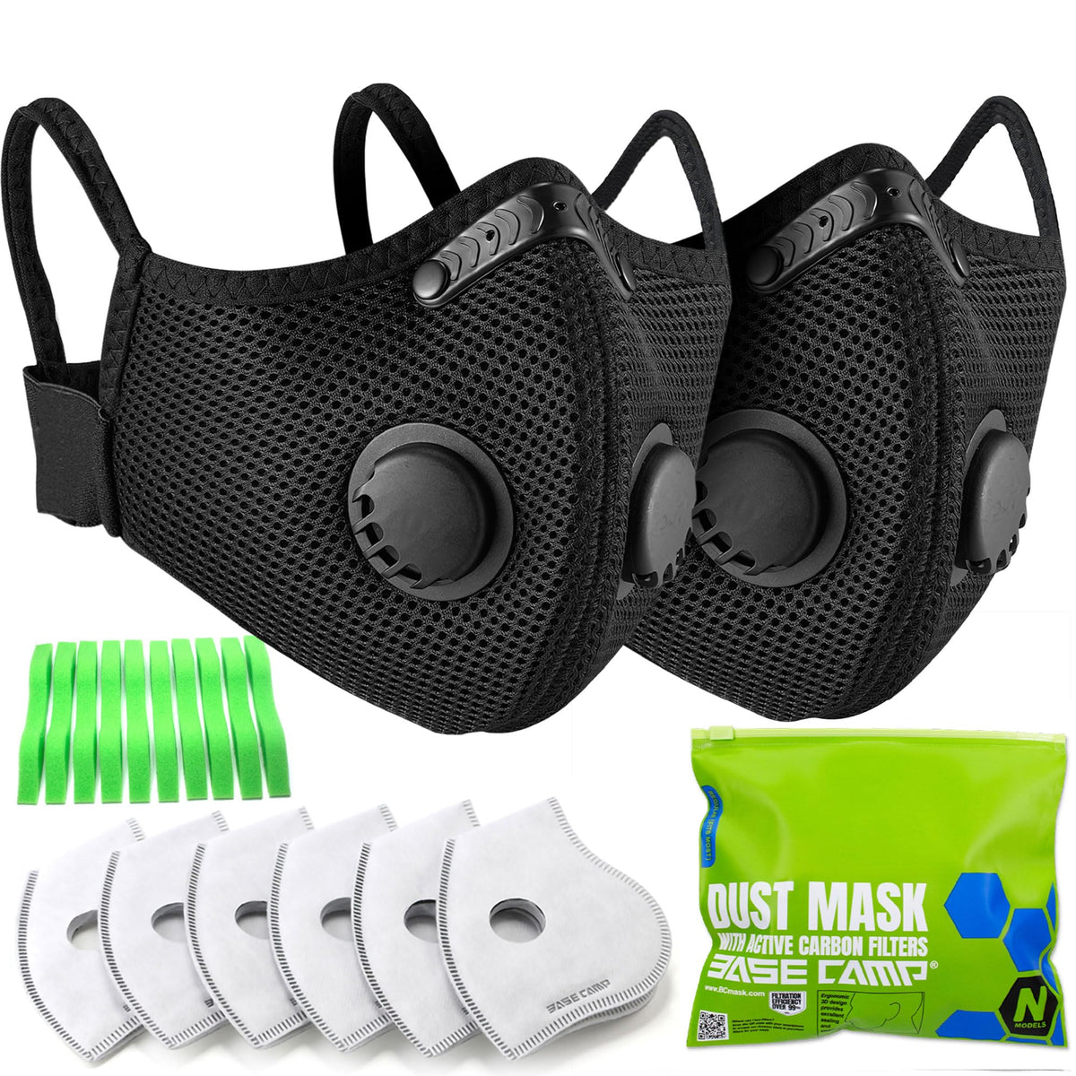 BASE CAMP M Plus dust mask front view showing secure seal for long wear