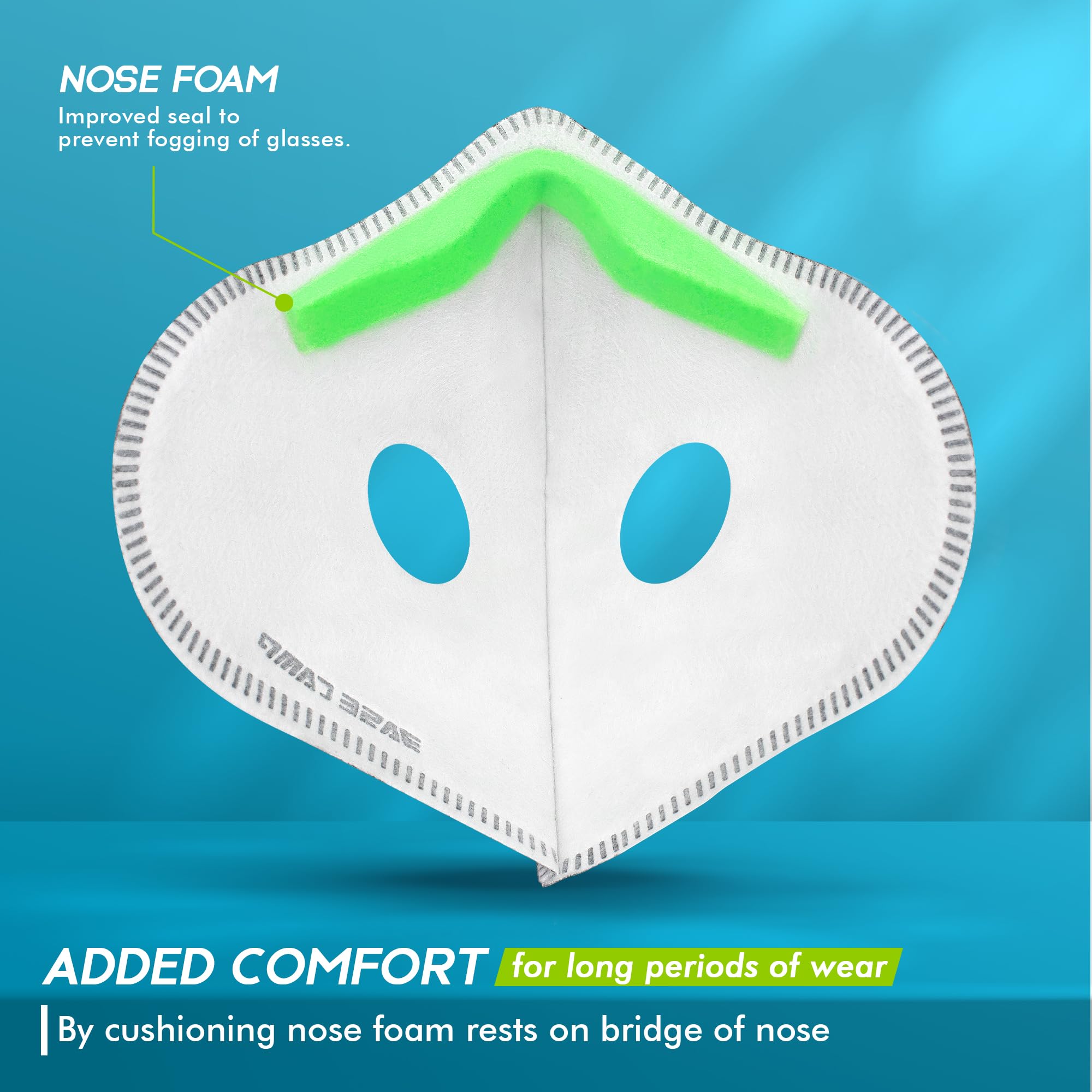 BASE CAMP M Plus dust mask side view with adjustable neck band for a universal, comfortable fit