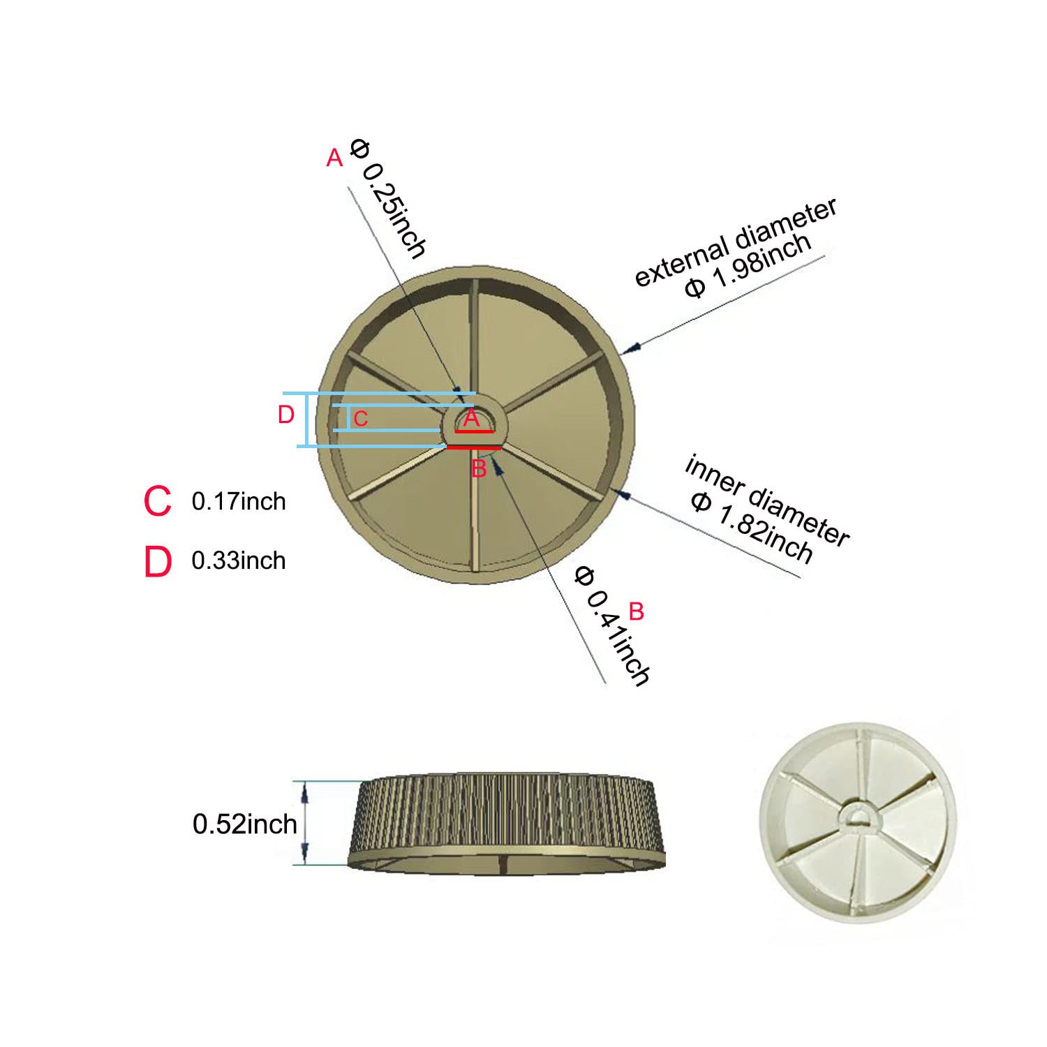Half-moon slot design baseboard heater knob fits compatible thermostats securely.