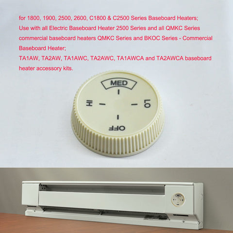 Ribbed grip baseboard heater knob makes turning simple and comfortable.