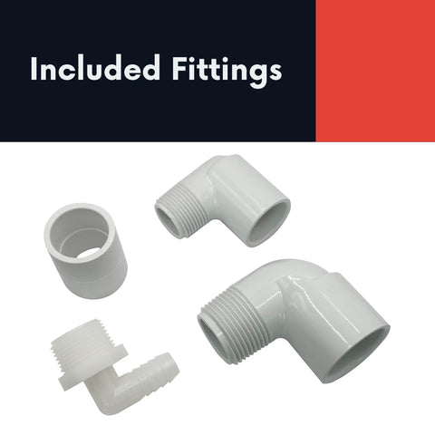 Basement or garage setup shown with the drain cover and fittings.